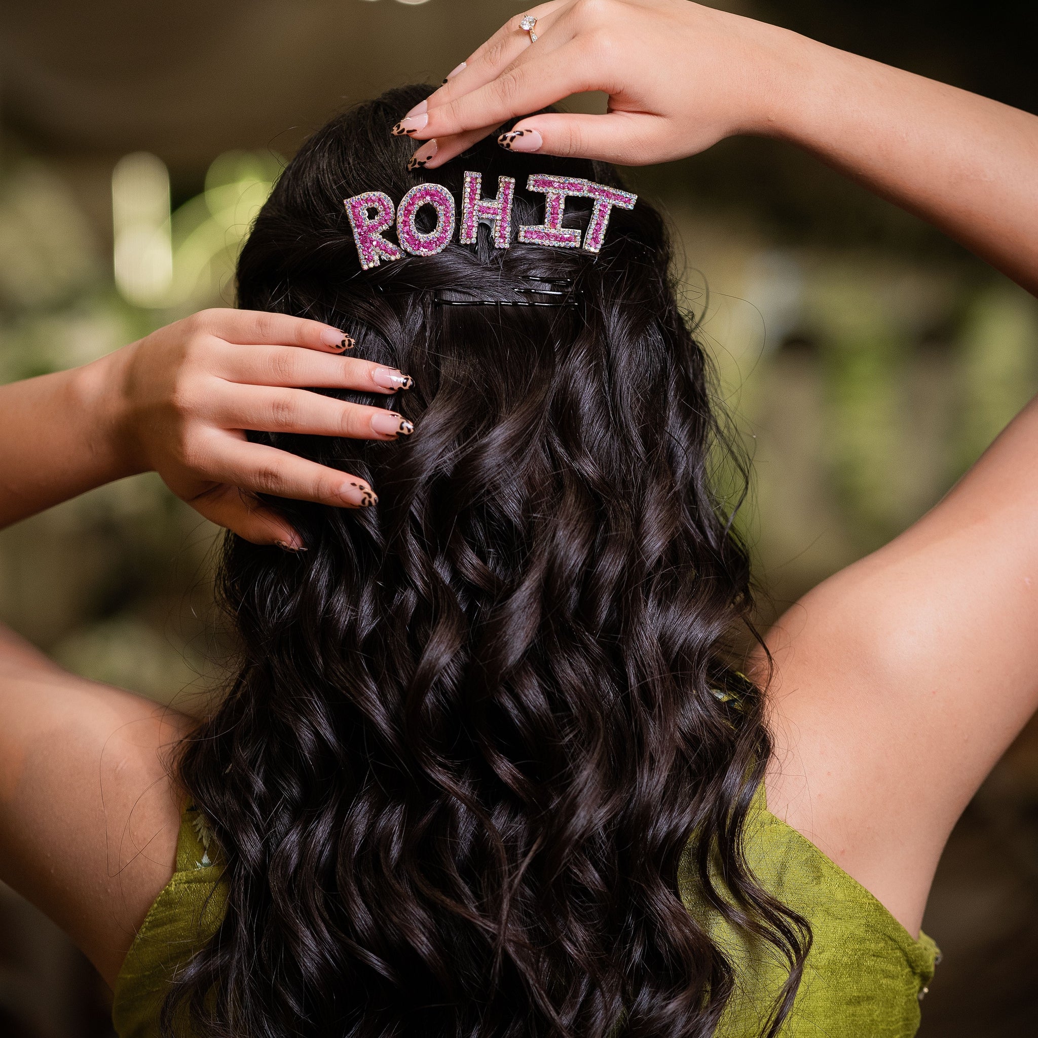Custom Crystal Name Hairpins