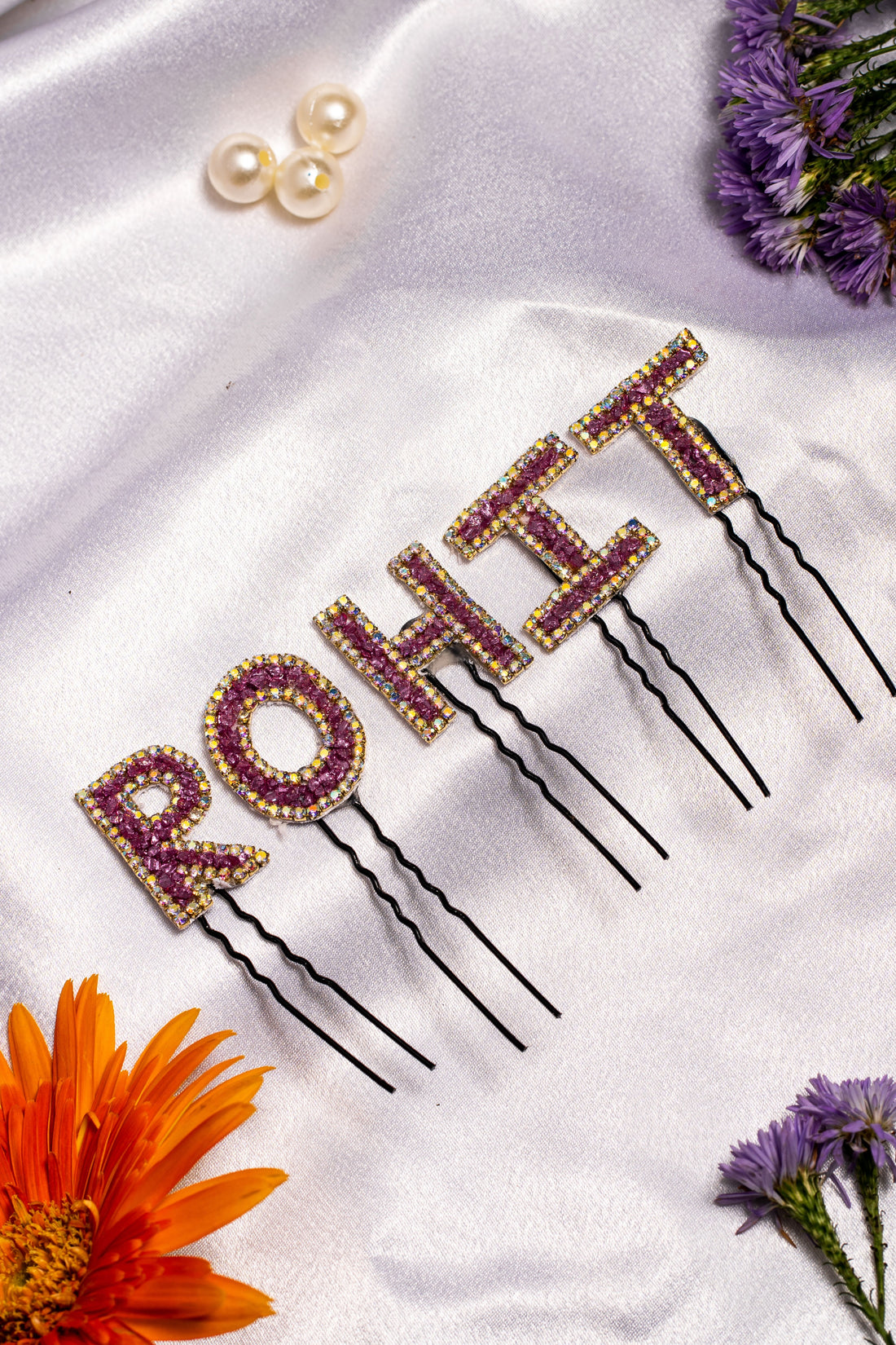 Custom Crystal Name Hairpins