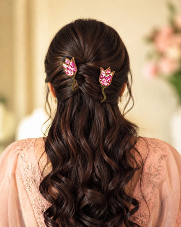 Tulip Crystal Hairpins( Set of 2)