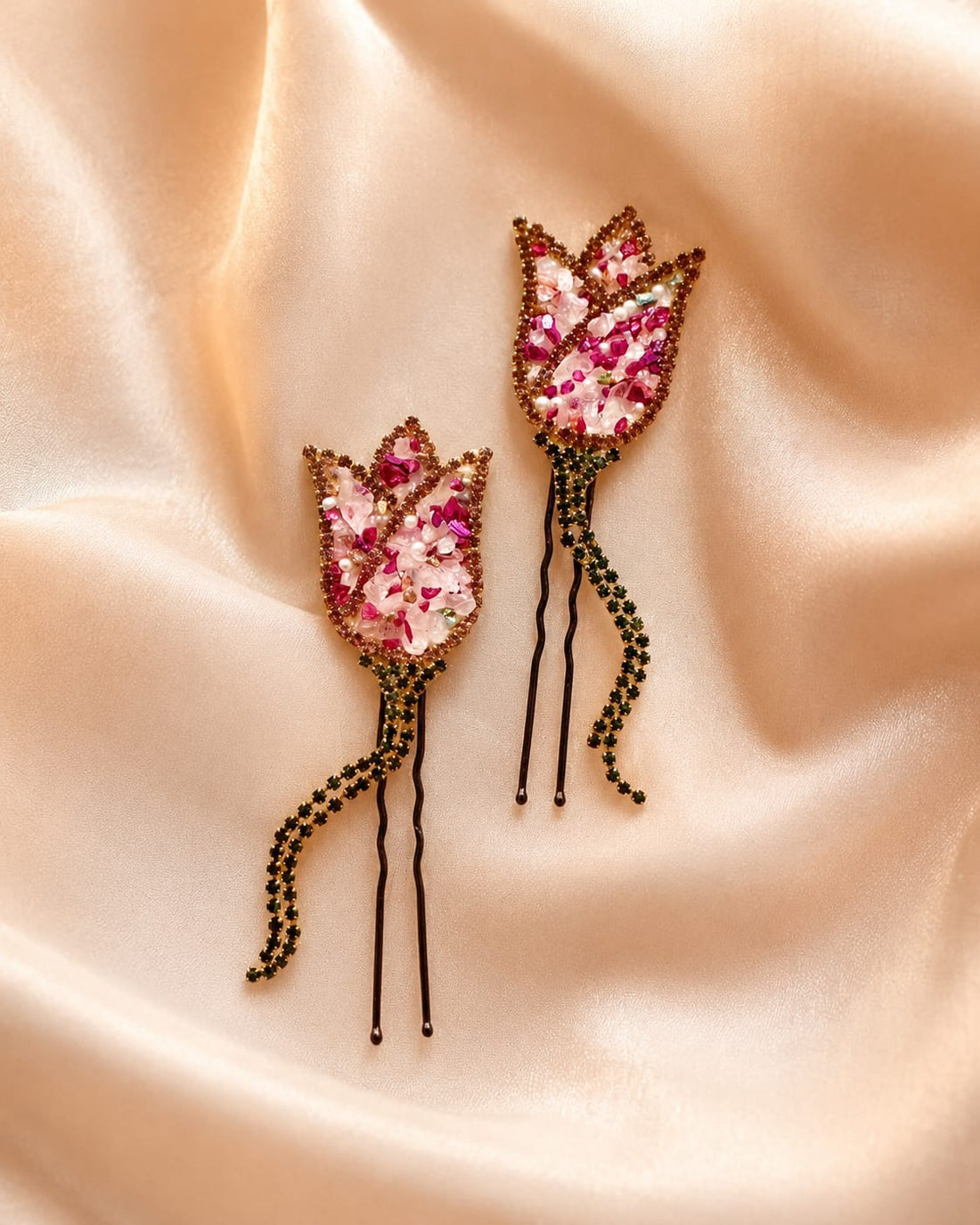Tulip Crystal Hairpins( Set of 2)